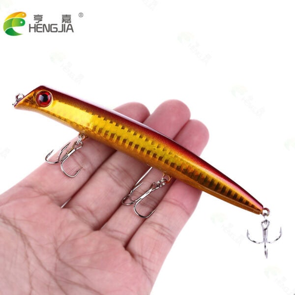 FRESTI POPPER FLAME TREVALLY 12.6CM 16G Gewang permukaan air Rattle Sound Fishing lure bait - Image 9