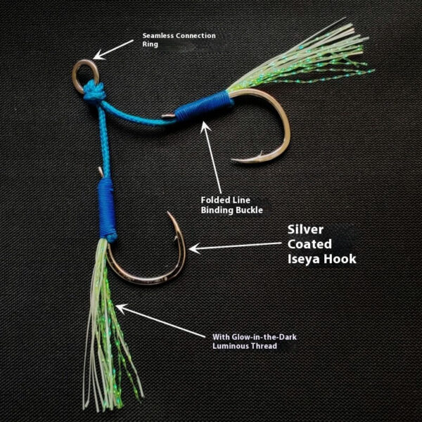 FRESTI Double Blue Assist Hook fishing Luminous grow in dark mata kail fast jig slow microjig - Image 2