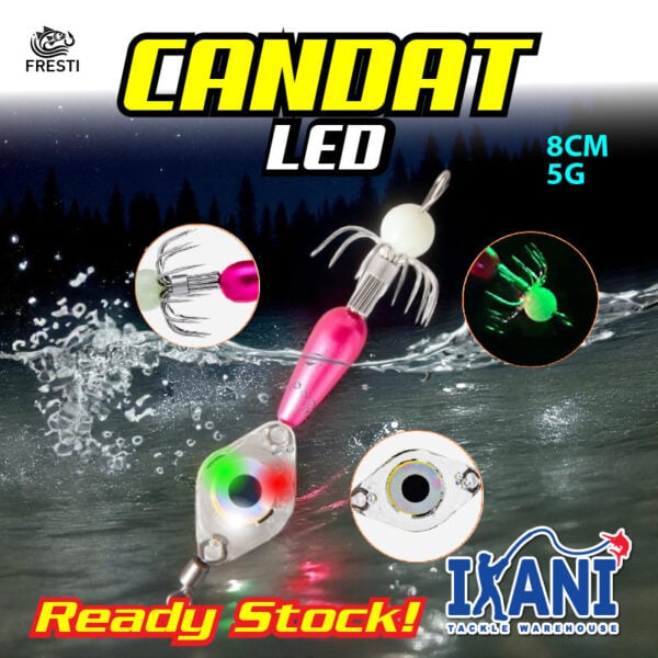 FRESTI CANDAT LED 8CM 5G EGING FISHING LURE BAIT gewang CANDAT SOTONG SQUID Jig CASTING Mabang