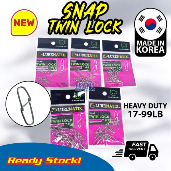 LURENATIX TWIN LOCK SNAP  FISHING SNAP SWIVEL ACCESSORIES TACKLE KEKILI CASTING GEWANG (MADE IN KOREA)