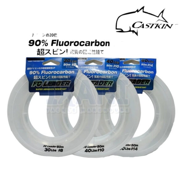 CASTKING FC LEADER Fluorocarbon Fishing line Super Abrasion Resistant 20LB–100LB 50m tali pancing - Image 2