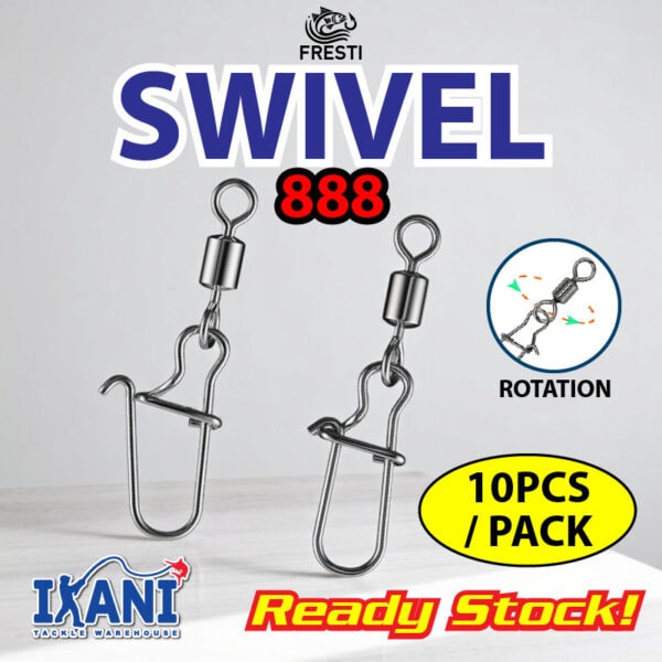 FRESTI SWIVEL 888 FISHING SWIVEL SNAP PIN ROLLING MANCING KEKILI BLACK NIKKEL JIGGING CASTING BOTTOM