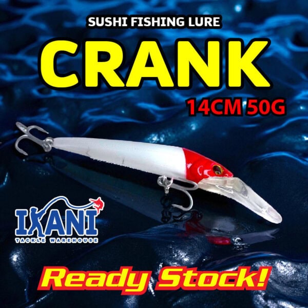 Fresti SUSHI CRANK 14CM 50G Red Head White Deep Diving Fishing Lure Laut Trolling sinking gewang
