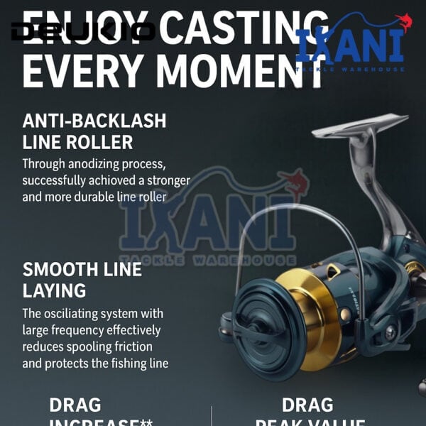 DEUKIO SA V2 2025 FULL METAL SPINNING REEL Mesin pancing  SAIZ 2000 3000 4000 5000 6000 7000 - Image 9