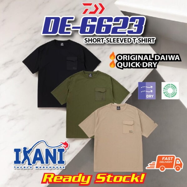 DAIWA DE-6623 SHORT-SLEEVED T-SHIRT AUTHENTIC ORIGINAL ROUND NECK LOOSE FISHING CASUAL QUICK DRY