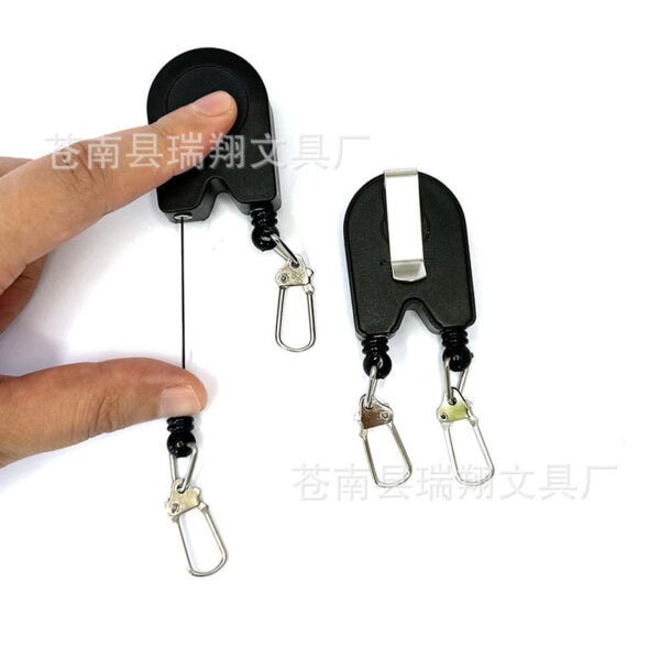 FRESTI DUOLOCK PULLER 58CM Double Clip & Wire Tarik Auto RETRACTABLE KEY RING BUCKLE BADGE HOLDER - Image 6
