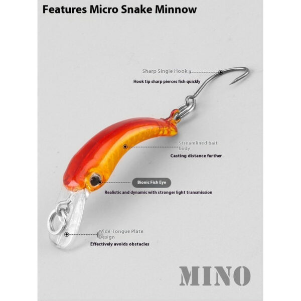 MICRO SNAKE MINNOW 4CM 2G Gewang ultralight Umpan Tiruan Micro Floating Fishing lure Bait UL - Image 6