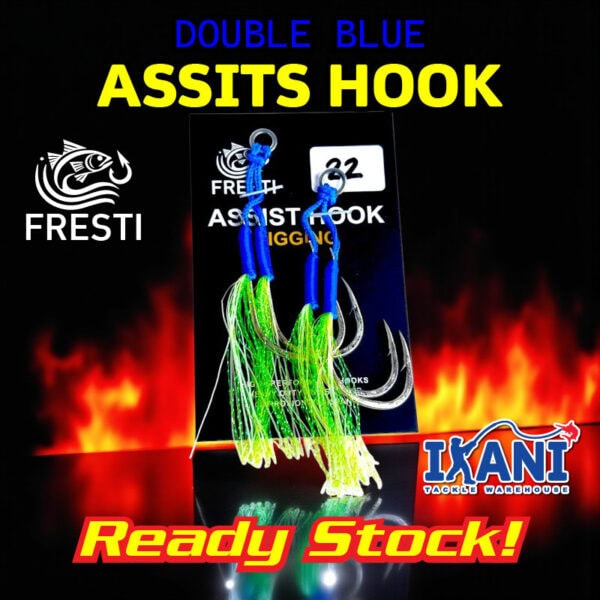 FRESTI Double Blue Assist Hook fishing Luminous grow in dark mata kail fast jig slow microjig
