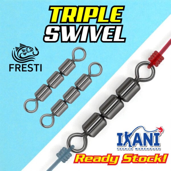 FRESTI TRIPLE ROLLING SWIVEL 10PCS  FISHING KEKILI PERAMBUT LURE CONNECTOR TACKLE HIGH SPEED