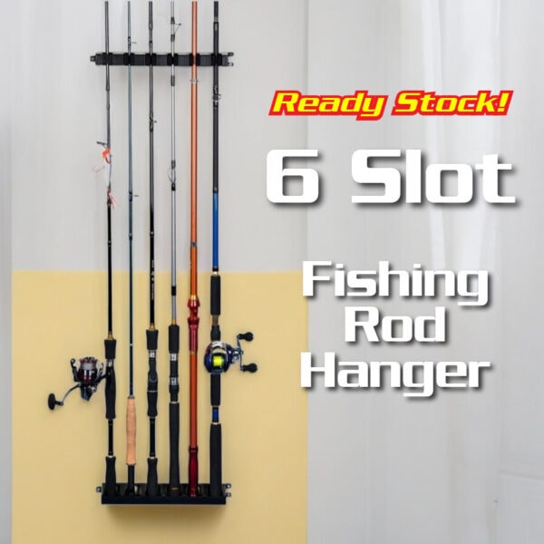 Pemegang Joran Pancing 6 Slot FISHING ROD HANGER Rack Stand FISHING HOLDER WALL MOUNTED TACKLE - Image 2