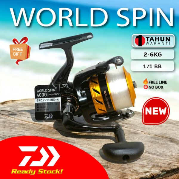 DAIWA WORLD SPIN SPINING FISHING REEL 2017 MESIN PANCING FREE LINE TALI