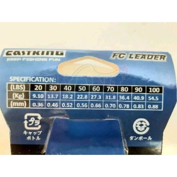 CASTKING FC LEADER Fluorocarbon Fishing line Super Abrasion Resistant 20LB–100LB 50m tali pancing - Image 5
