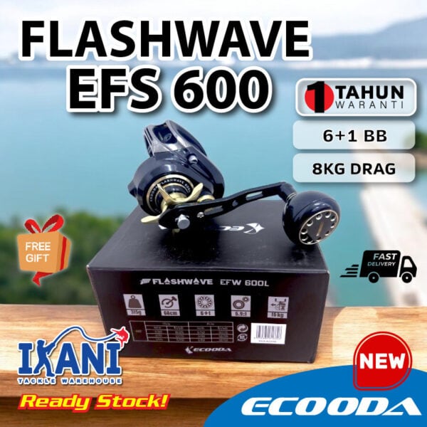 ECOODA FLASHWAVE EFW 600 BAITCASTING FISHING REEL MESIN PANCING JINGGING MICROJIG BIG GAME
