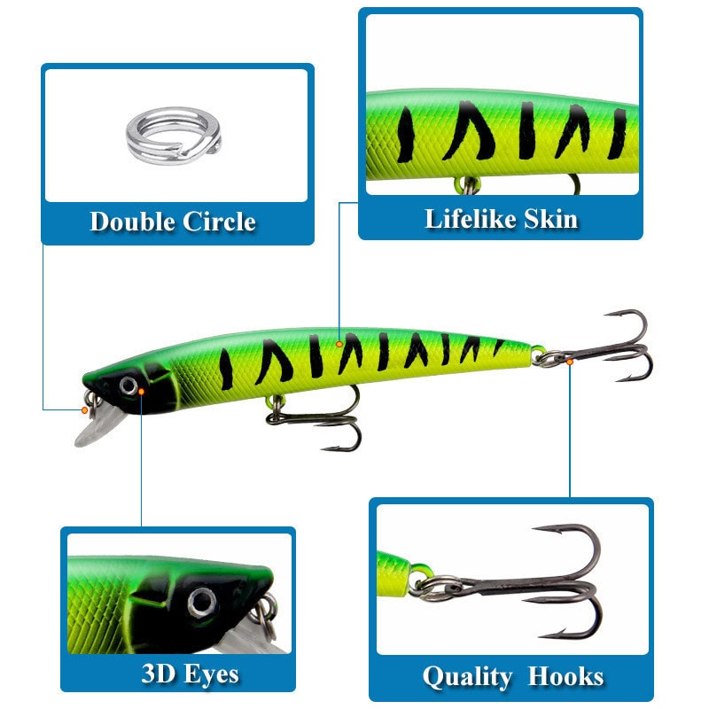 FRESTI GREEN STRIKE Minnow 9.5cm 7.6g Floating Fishing Lure Gewang Pancing Casting umpan tiruan - Image 6