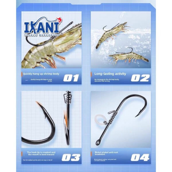FRESTI Hook Udang Hidup 10 pc Anti-Rosak Life Shrimp prown hook Holder High-carbon Steel live bait - Image 7