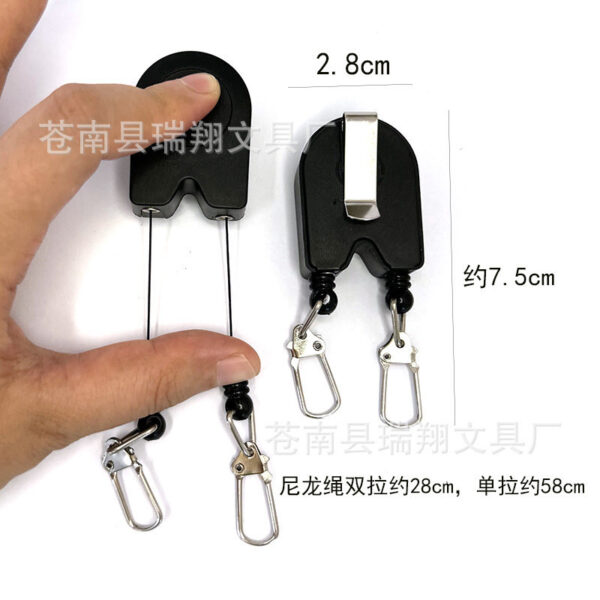 FRESTI DUOLOCK PULLER 58CM Double Clip & Wire Tarik Auto RETRACTABLE KEY RING BUCKLE BADGE HOLDER - Image 7