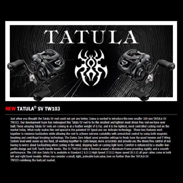 DAIWA TATULA SV TW103 JDM BAITCASTING BC FISHING REEL ULTRALIGHT UL - Image 2