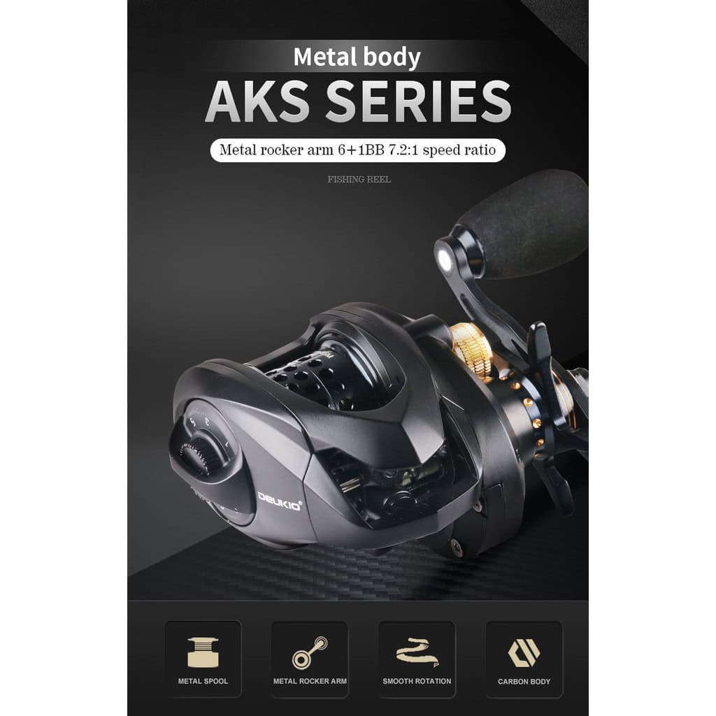 DEUKIO AKS151 150 BC 8kg Max Drag 7.2:1 Ratio 6+1BB Bait Casting Reel Ultralight UL Fishing reel mesin pancing