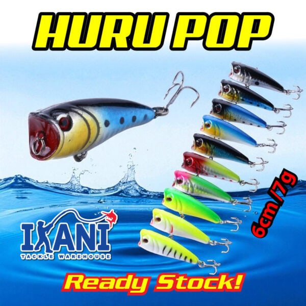 FRESTI HURU POPPER 6cm/7g Gewang Popper Pancing Fishing lure bait umpan tiruan mancing UL ultralight