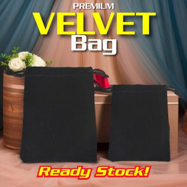 BAG MACHINE FISHING WARNA HITAM PREMIUM SIMPAN FON POWERBANK BARANG KEMAS IKAT TALI VELVET BAG POUC - Image 2