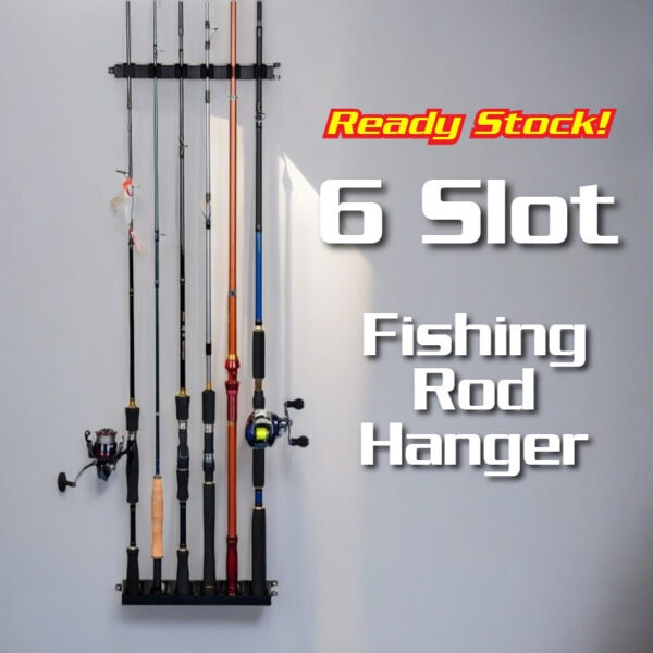 Pemegang Joran Pancing 6 Slot FISHING ROD HANGER Rack Stand FISHING HOLDER WALL MOUNTED TACKLE