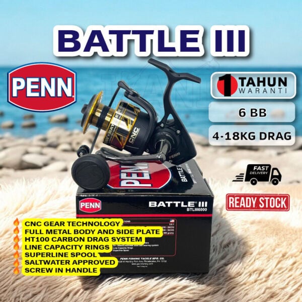 PENN BATTLE 3 SPINNING FISHING REEL MACHINE PANCING SALTWATER FULL METAL BODY SW SAME WITH TWINPOWER