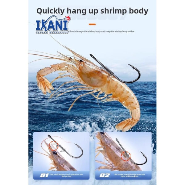 FRESTI Hook Udang Hidup 10 pc Anti-Rosak Life Shrimp prown hook Holder High-carbon Steel live bait - Image 2