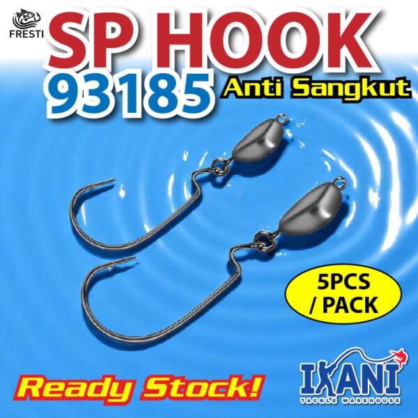 FRESTI ANTI HANG JIGHEAD HOOK 93185  5pcs Prevent SANGKUT mata kail SP Soft plastic TExax weedless