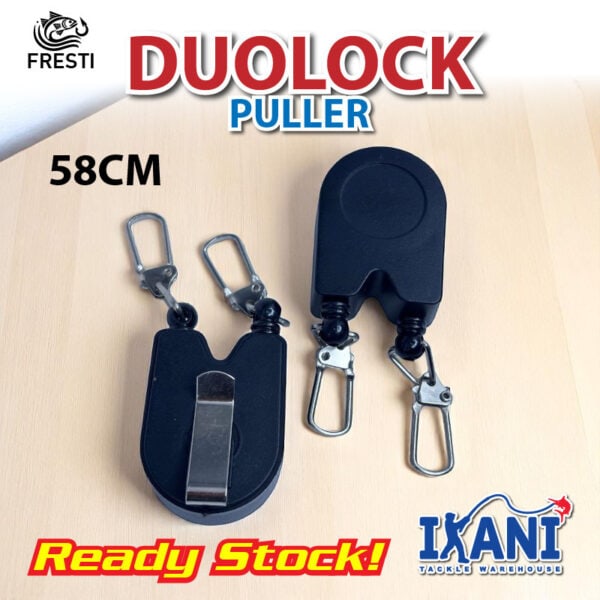 FRESTI DUOLOCK PULLER 58CM Double Clip & Wire Tarik Auto RETRACTABLE KEY RING BUCKLE BADGE HOLDER