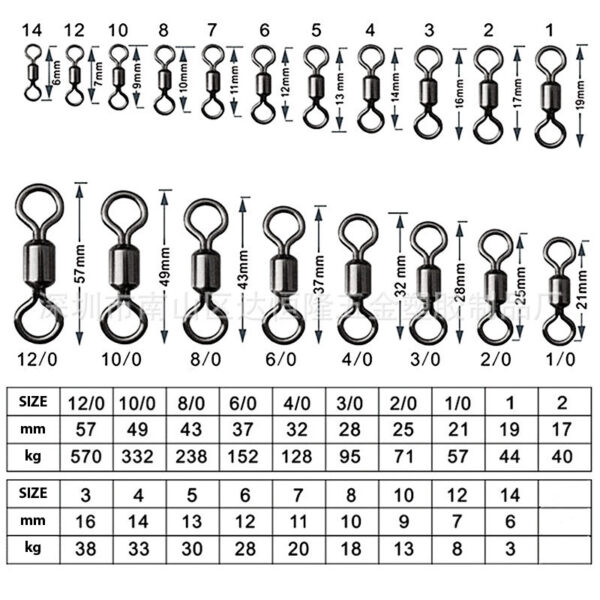 FRESTI SWIVEL 377536 FISHING SWIVEL SNAP PIN ROLLING MANCING KEKILI BLACK NIKKEL JIGGING CASTING - Image 8