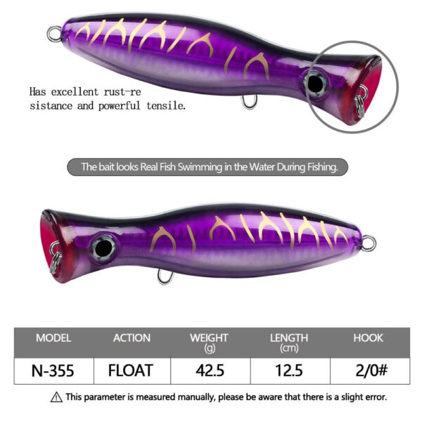 FRESTI POPSTRIKE RATTLER Popper 12.5cm 42.5g Gewang PERMUKAAN FISHING LURE BAIT SURFACE UMPAN TIRUAN - Image 5