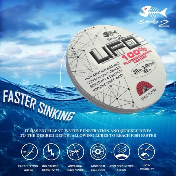 Strike 2 UFO Fluorocarbon Leader line 60m made in Japan Fishing tali pancing perambut kolam mancing - Image 3