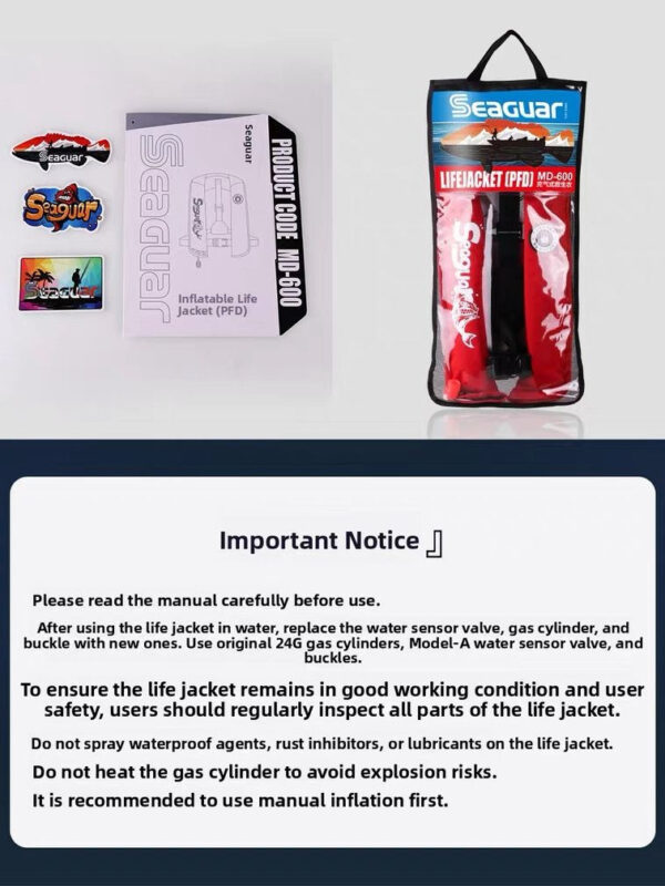 Seaguar MD600 Inflatable Life Jacket (PFD) ultra-thin hanging neck fishing marine safety Boating - Image 9